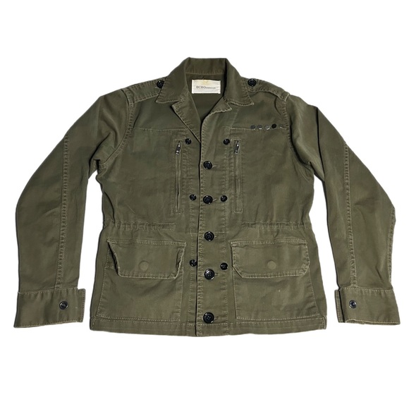 BCBG Military Green Collared Afghan Jacket Women’s XS Faux Fur Trim - Picture 4 of 13